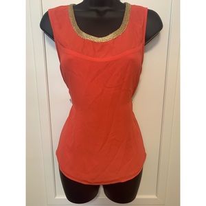 Coral and Gold sleeveless top size L